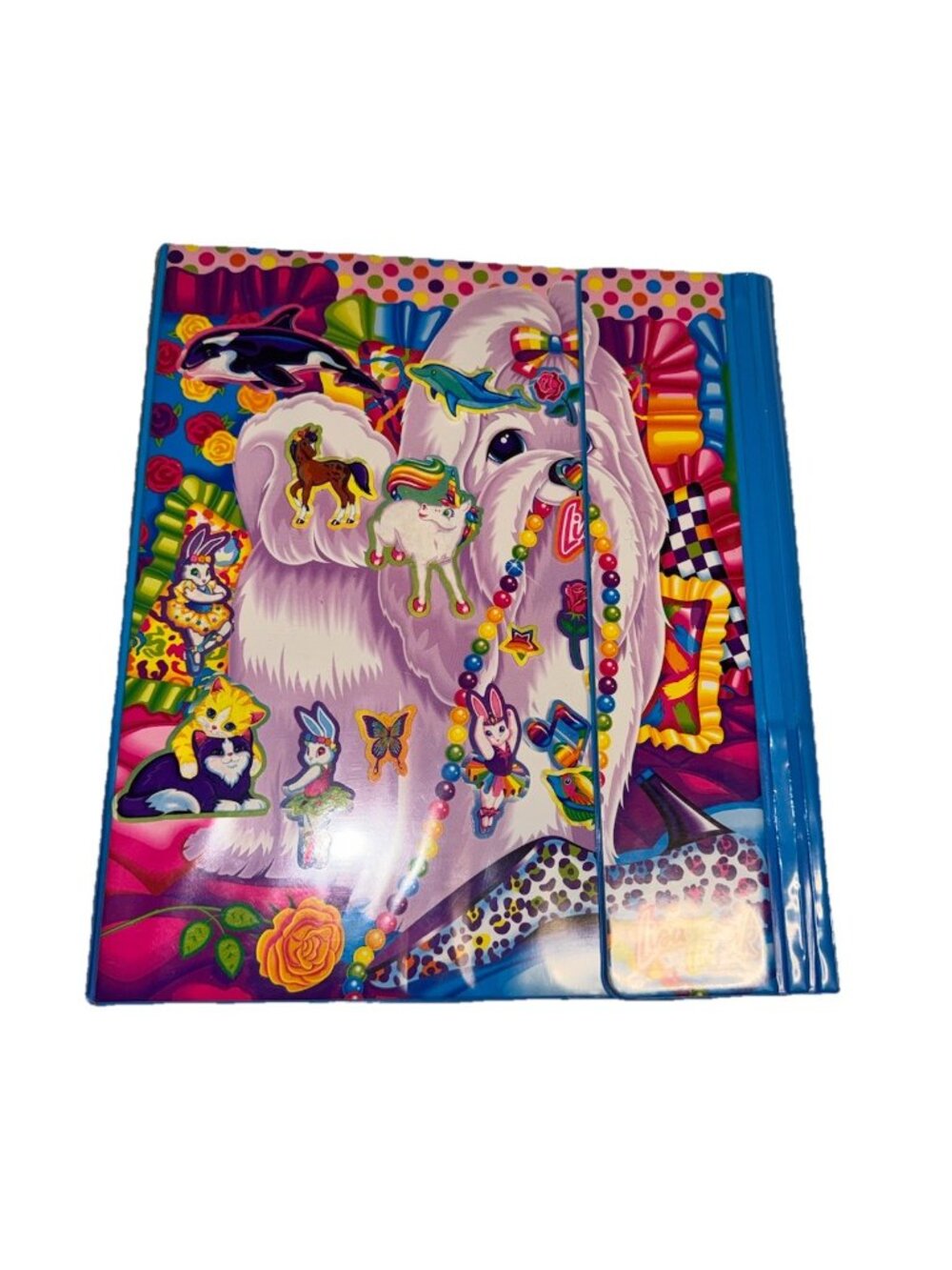 Vintage Lisa Frank Princess Pearl Dog Trapper Keeper Binder Folders Stickers Lot